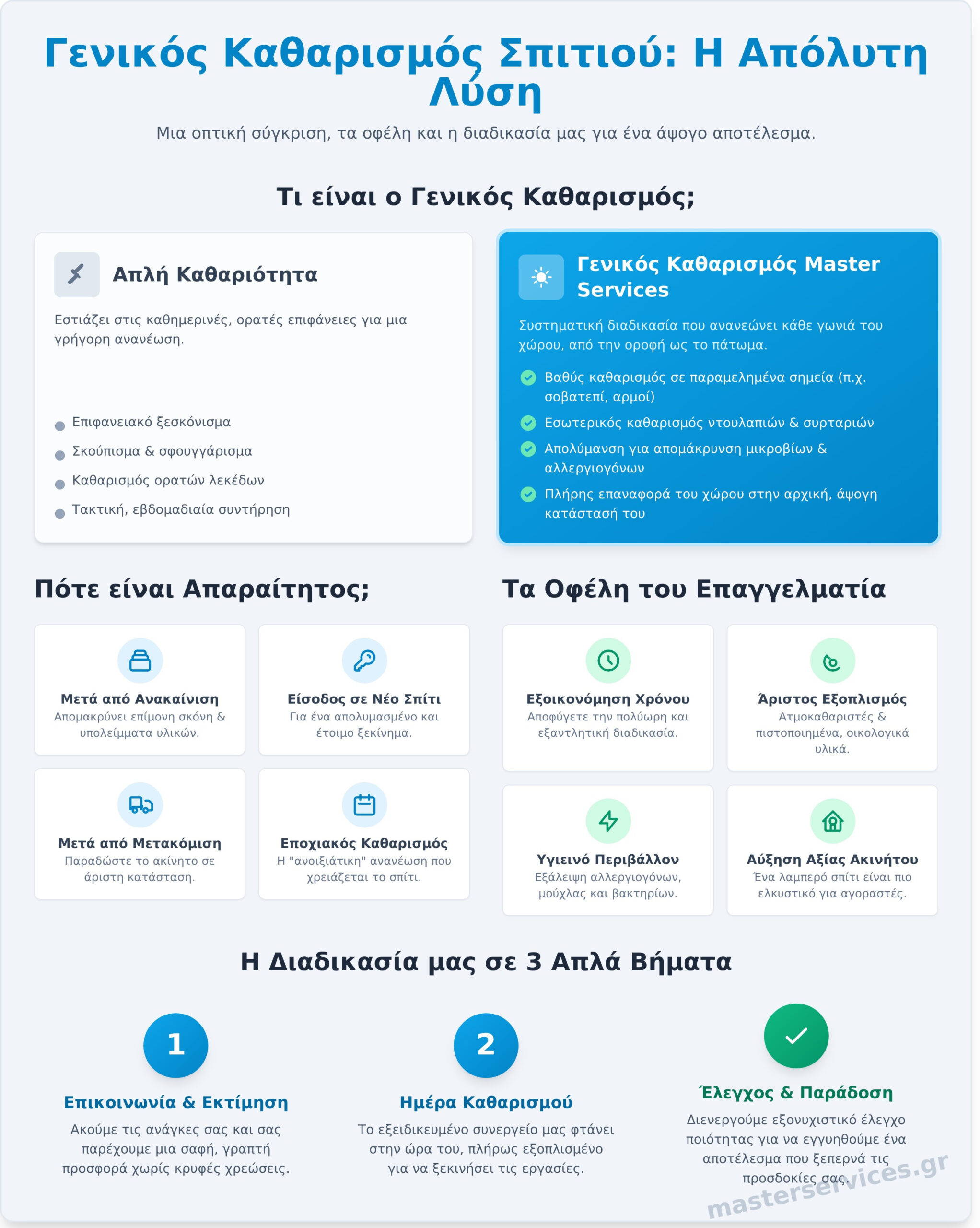 Γενικός Καθαρισμός Σπιτιού: Ζητήστε Προσφορά για Άψογο Αποτέλεσμα - Infographic